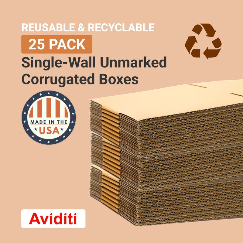 Aviditi 16 x 8 x 4 Corrugated Cardboard Boxes, Flat 16"L x 8"W x 4"H, Pack of 25 | Shipping, Packaging, Moving, Storage Box for Home or Business, Strong Wholesale Bulk Boxes - Image 3
